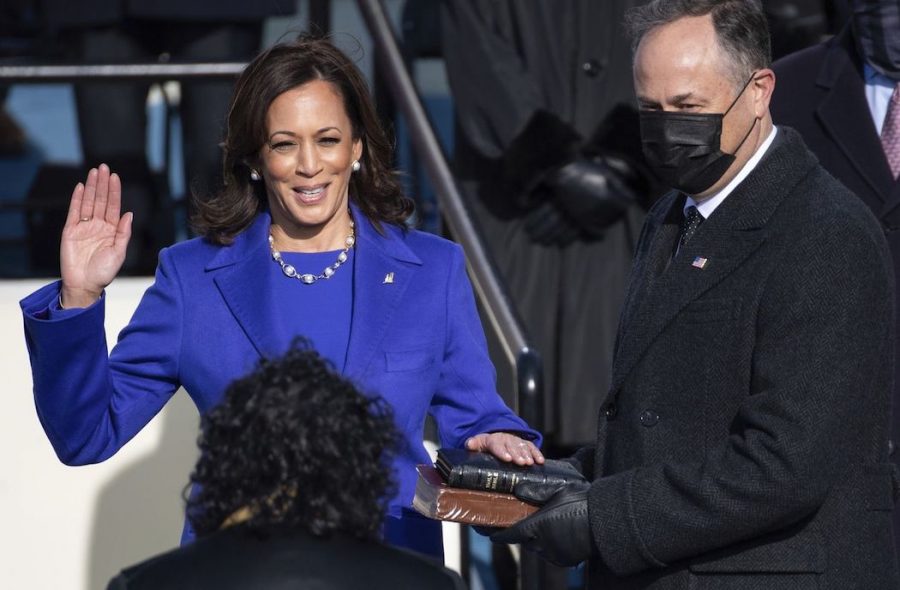 Vice President Kamala Harris was sworn in by Chief Justice Sonia Sotomayor, as her husband Doug Emhoff holds her personal Bible.
